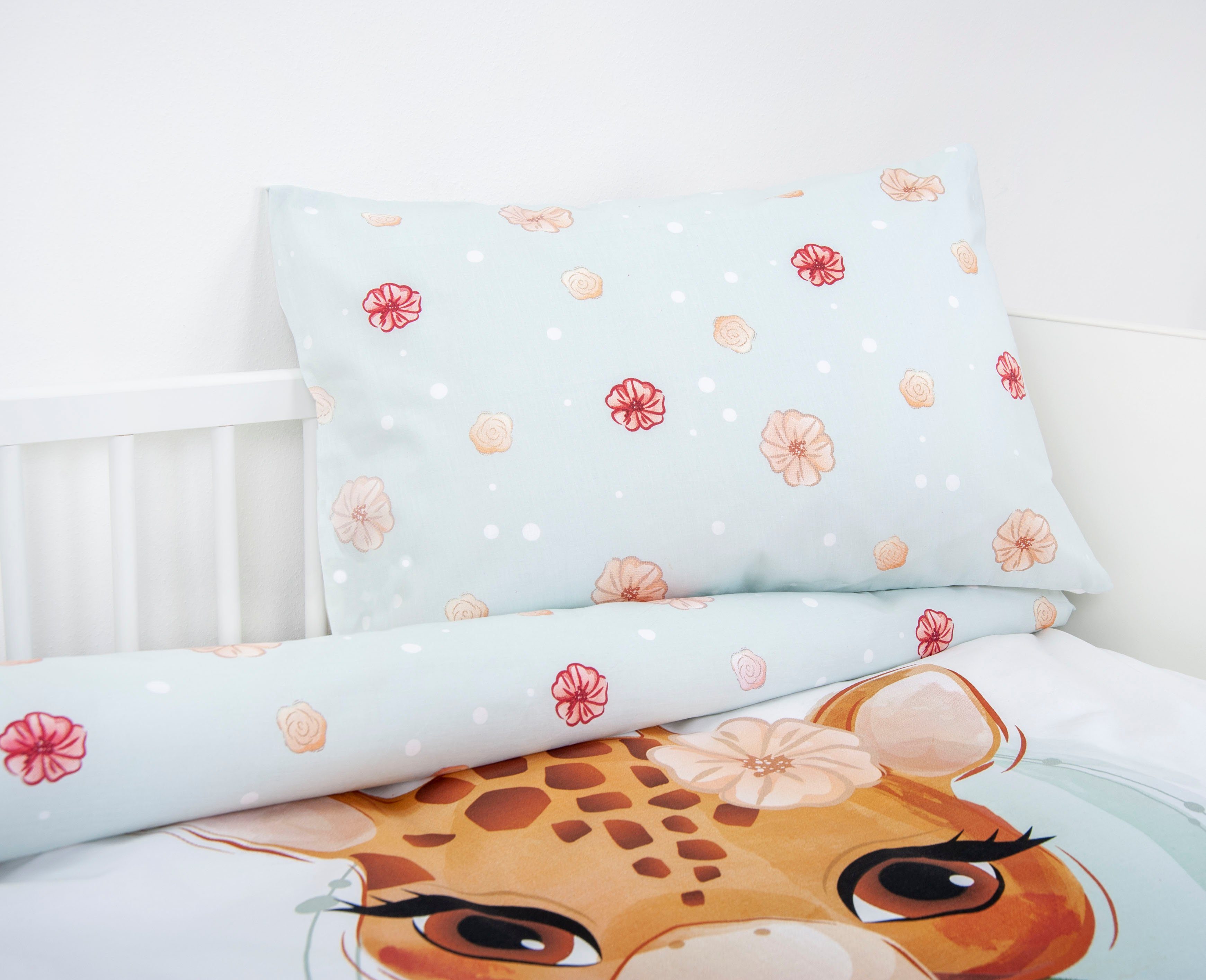 Babybettwäsche Giraffe, Baby Best, Renforcé, 2 teilig, mit liebevollem Motiv