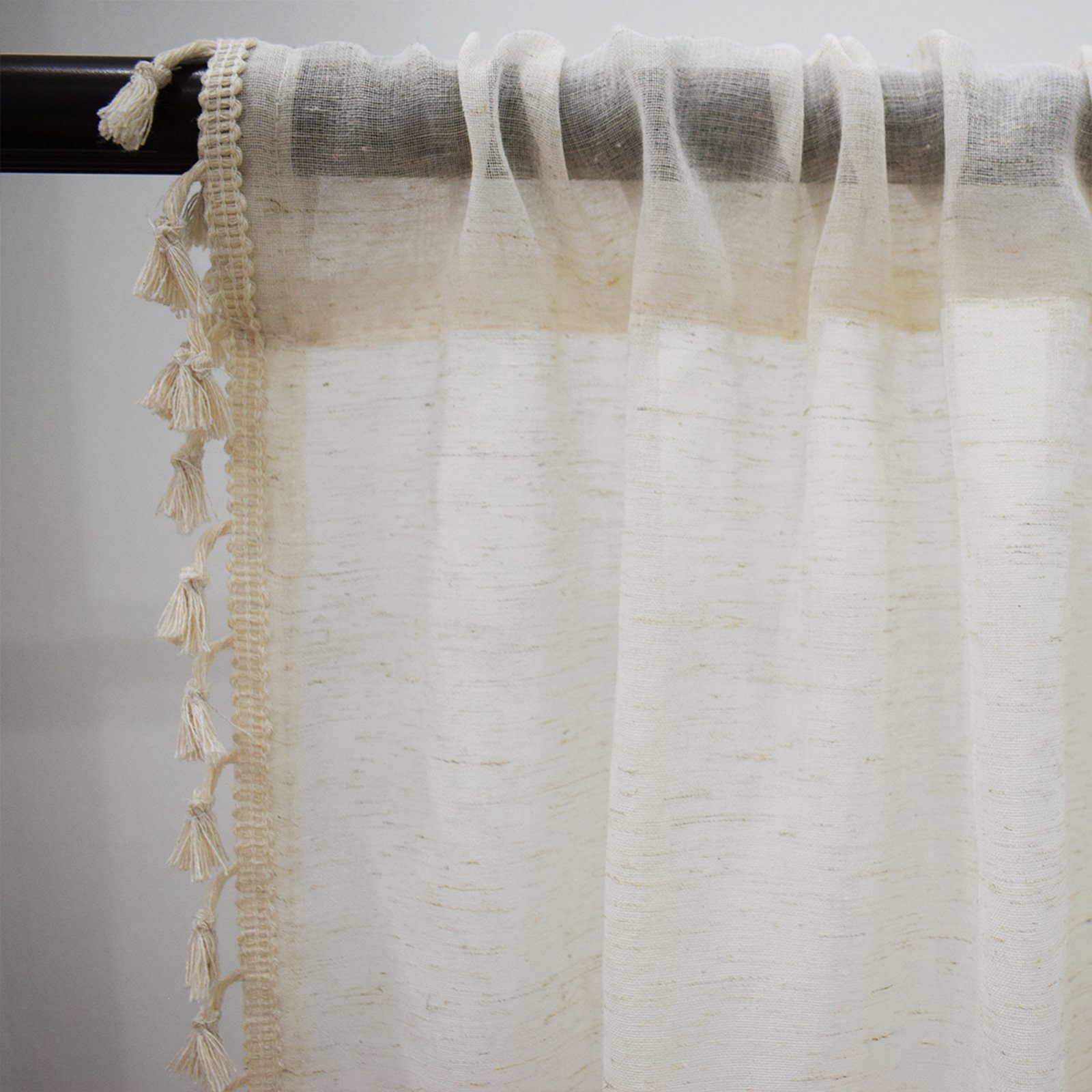 Schiebegardine Retro Vorhänge mit Quasten,Voile Gardinen Boho Vorhänge, BTTO, (1 St), transparent, mit Stangedurchzug, Bistrogardine, für Wohnzimmer Schlafzimmer