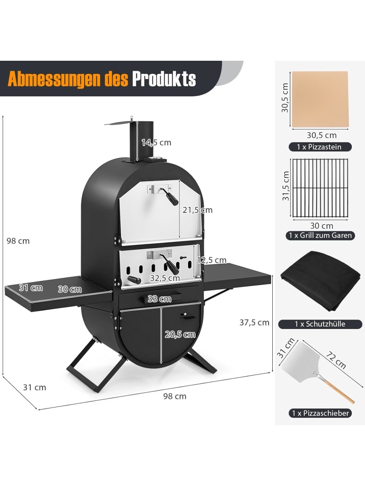 COSTWAY Pizzaofen Outdoor in Schwarz günstig kaufen onesize