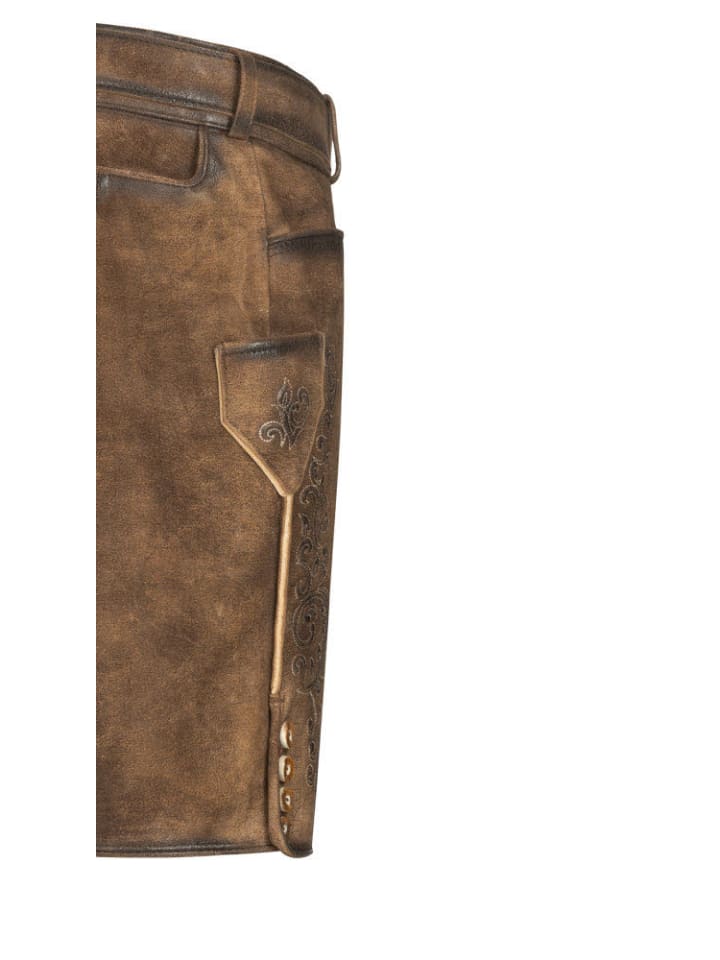 Nübler Lederhose kurz Obert in Dunkelbraun günstig kaufen