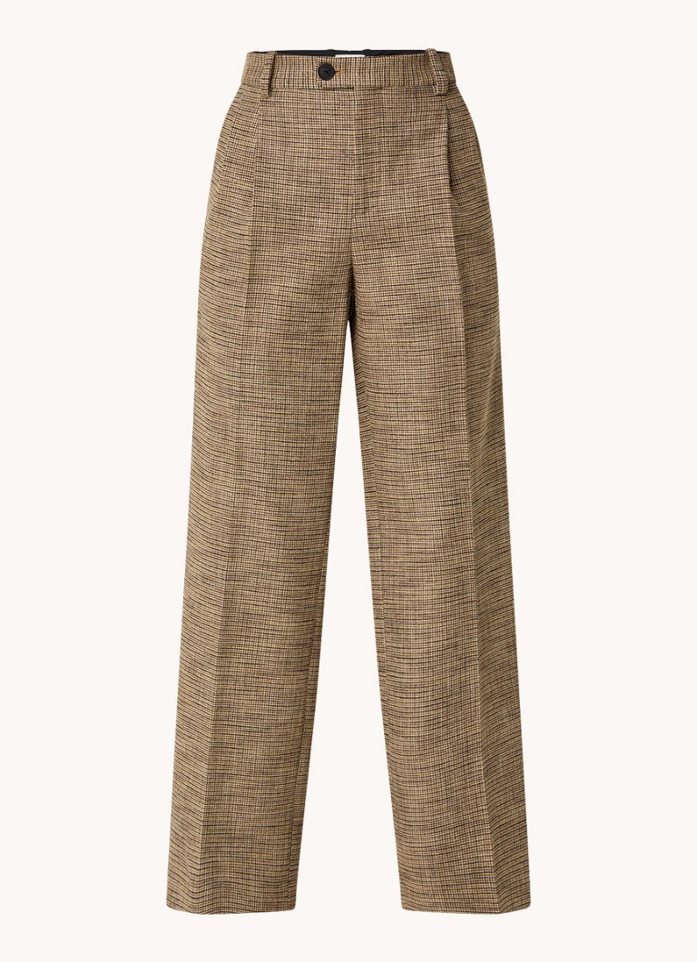 Sandro High waist loose fit trousers with checked design