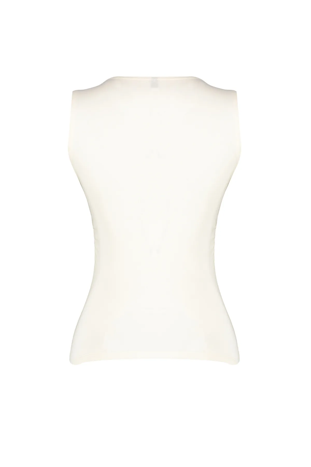 Trendyol Collection  Steinfarbene, schlichte Strickbluse mit quadratischem Ausschnitt, Riemchen und Raffung TWOSS24BZ00400