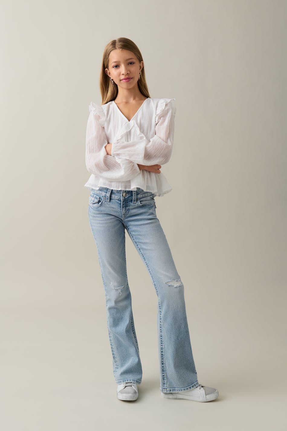 Chunky low flare jeans