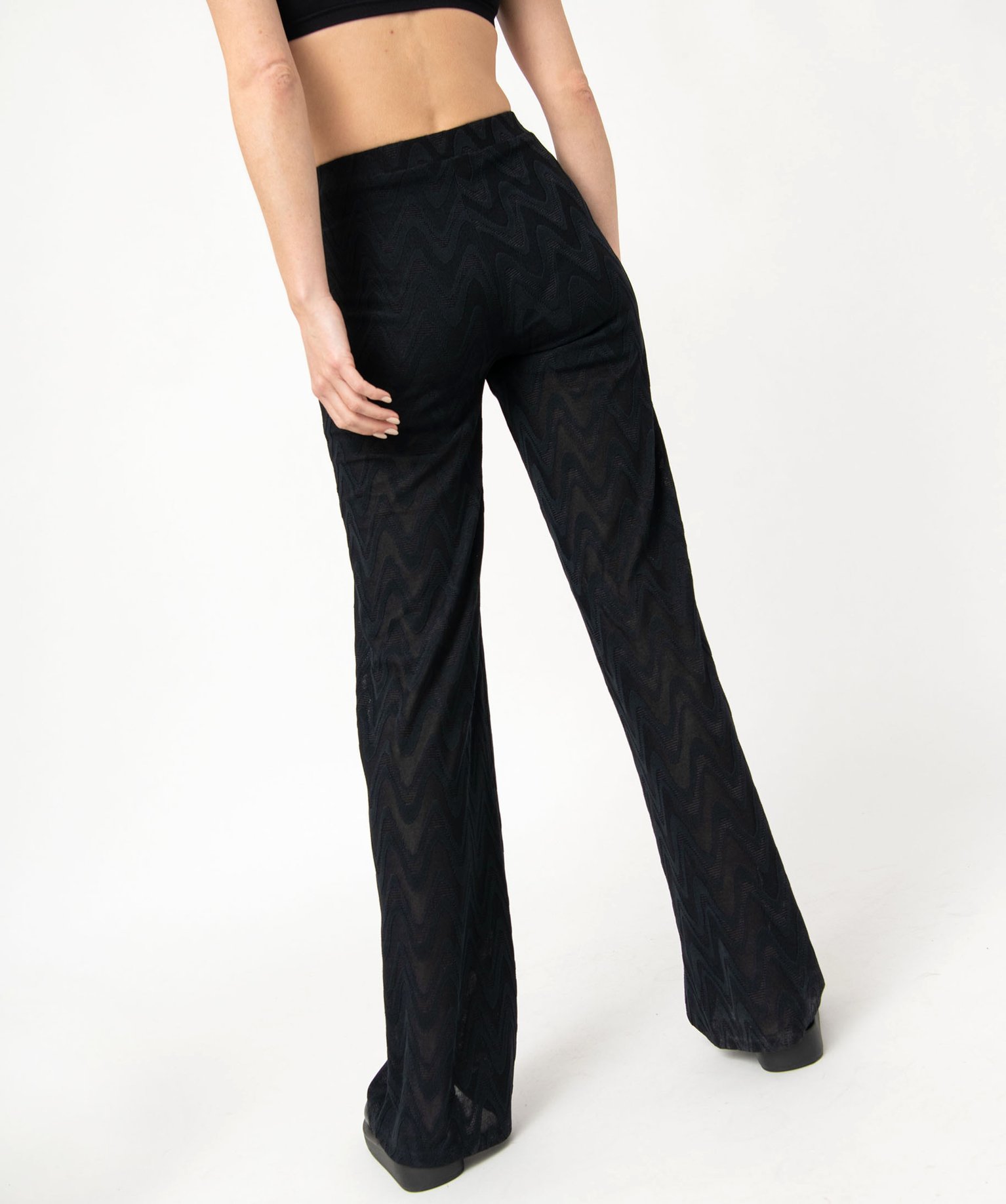 Pantalon en maille avec effet graphique femme noir | GEMO