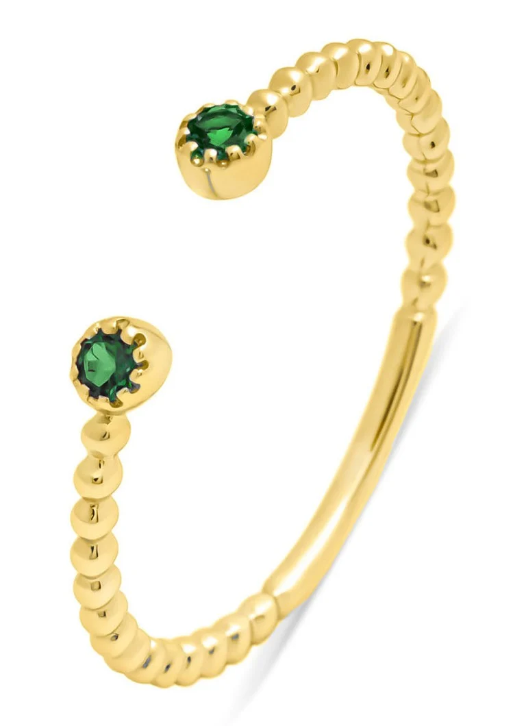 Anello Diamond Point in oro giallo, smeraldo da 0,08 ct, Joy