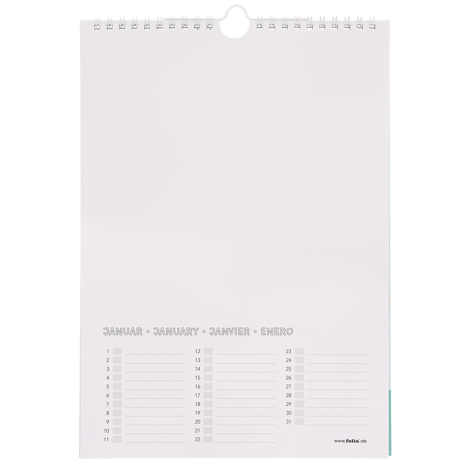 folia Bastel-Dauerkalender, weiß, 21 x 29,7 cm, 1 Stück