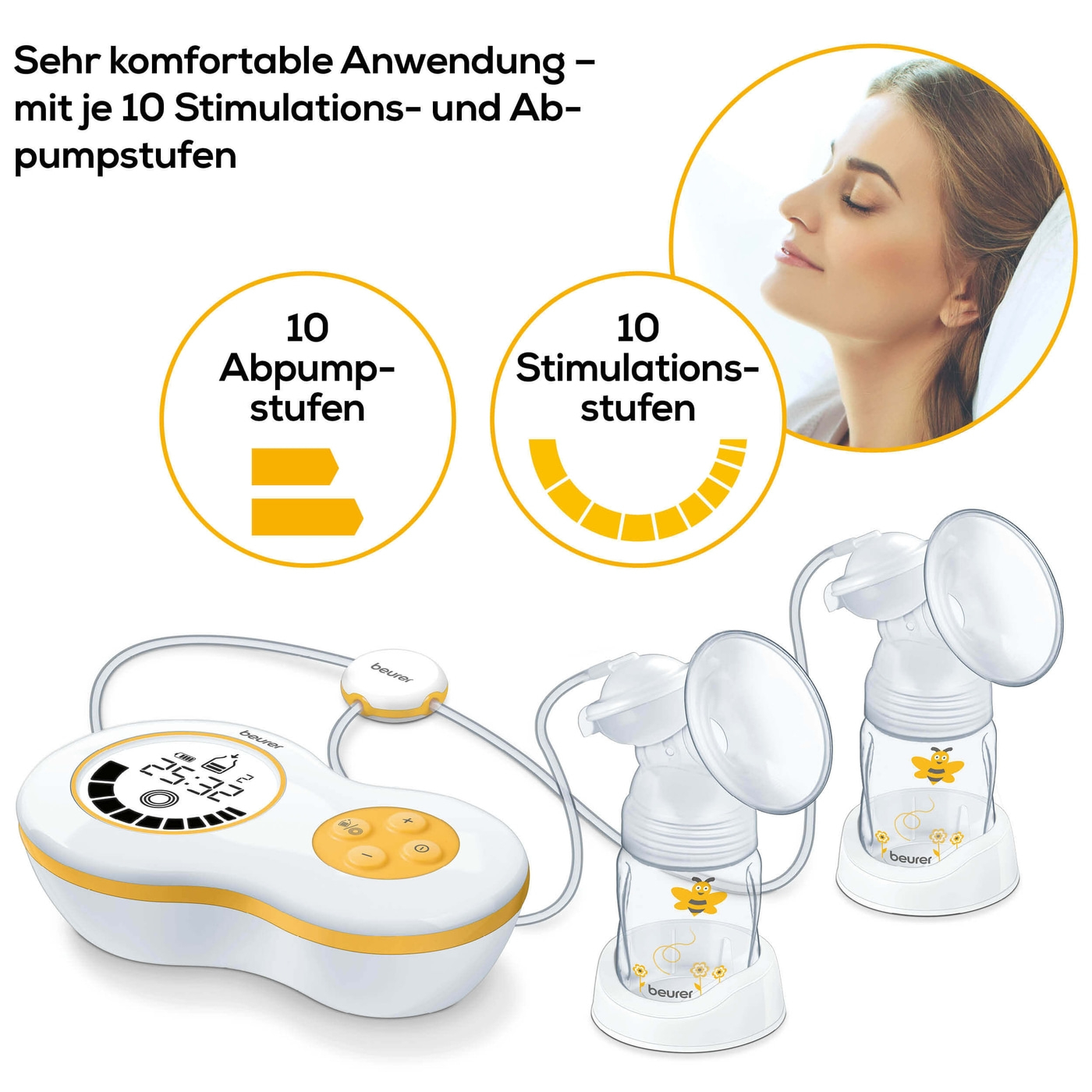 Beurer Elektrische Doppelmilchpumpe BY 70 Dual-Elektrische Doppelmilchpumpe inkl. Handpumpe & Anti-Kolik-System
