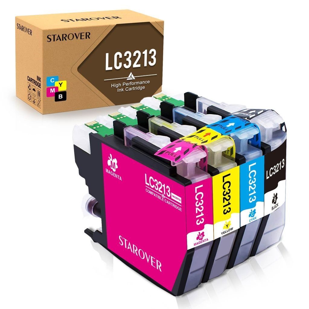 STAROVER 4er Set ersetzt Brother LC-3213 LC3213XL LC 3211XL Tintenpatrone (für DCP-J572DW DCP-J772DNW DCP-J772DW DCP-J774DW, MFC-J491DW MFC-J497DW MFC-J890DW MFC-J895DW)