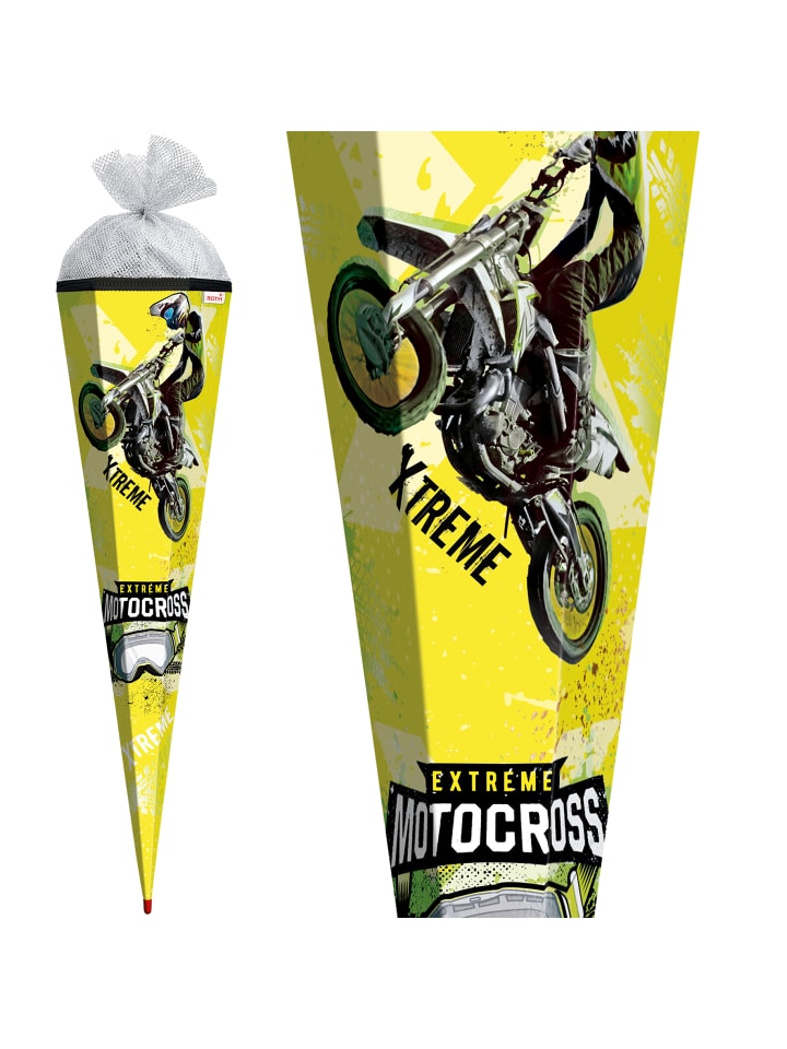 ROTH Schultüte groß Extreme Motocross 85 cm, Glanzfolie in Gelb günstig kaufen onesize