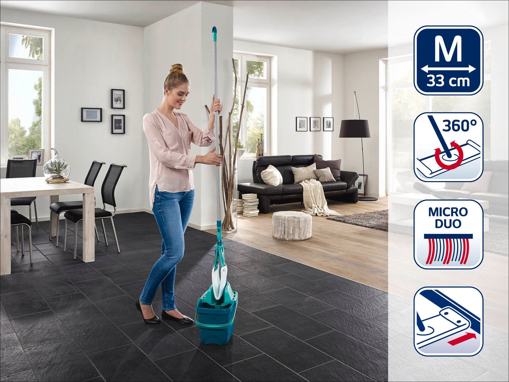 Leifheit Wischtuchpresse Set Combi M + Wischbezug duster static