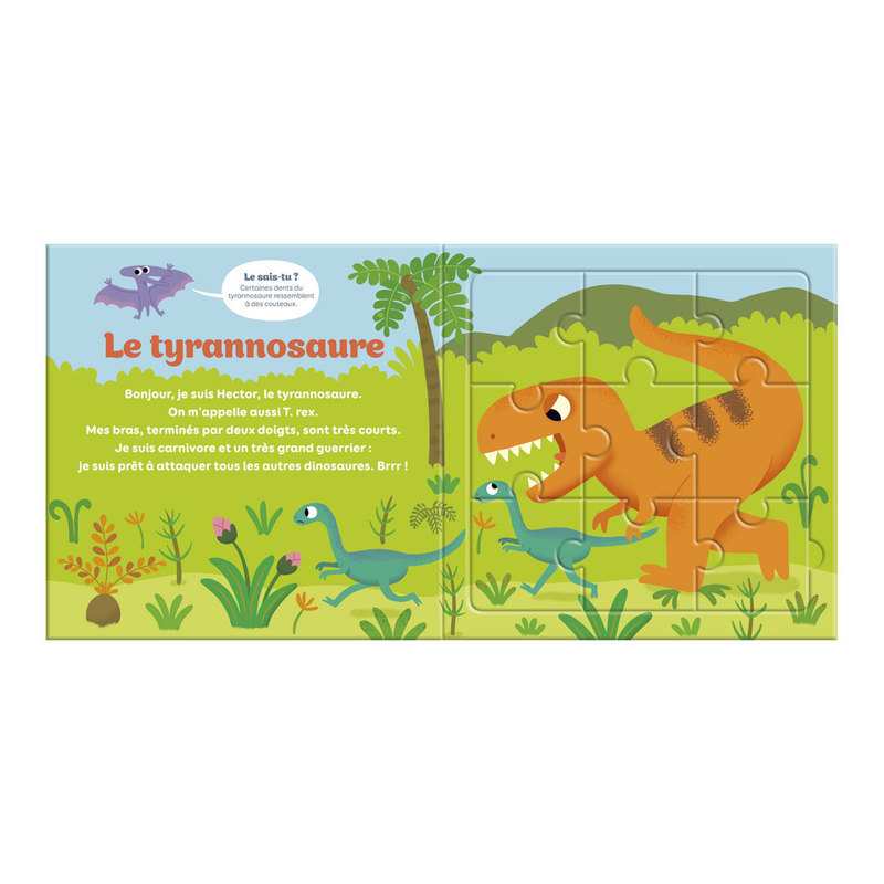 Livre puzzle 9 pièces Les dinosaures - Lito