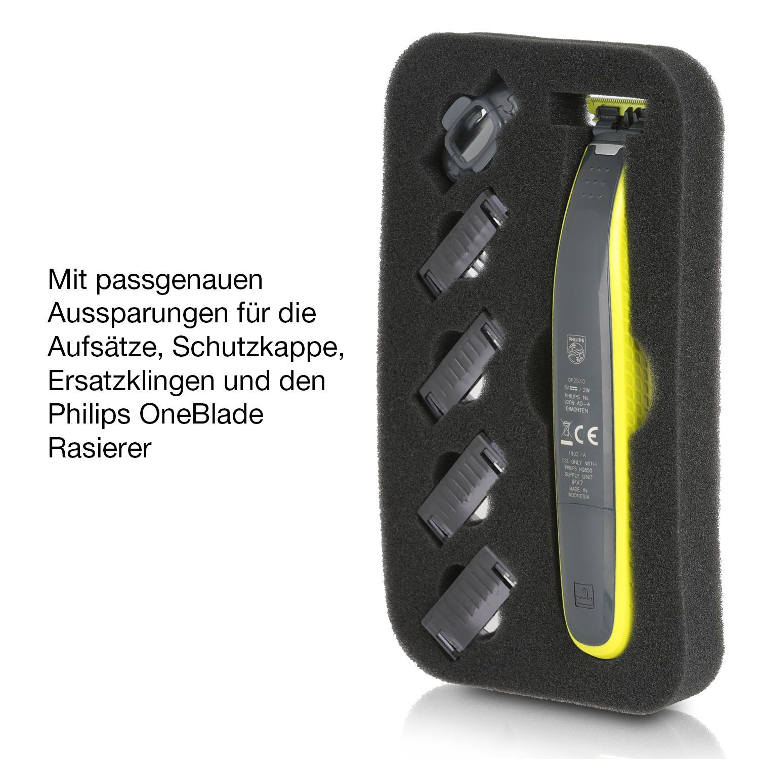 Wicked Chili Rasierer-Etui Case / Tasche für Philips OneBlade QP25xx & QP26xx n.Z., Hard-shell Schutzhülle / Strapazierfähiges Material / Passgenau / Inla
