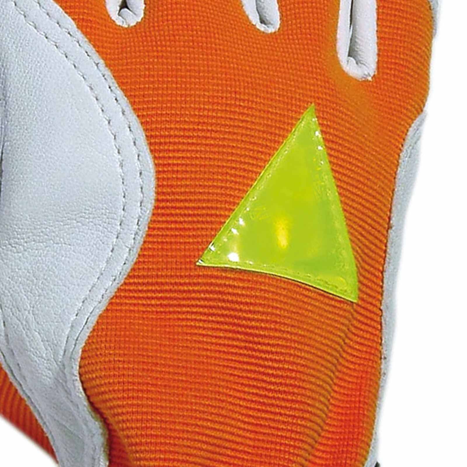 Keiler Forst Leder-Arbeitshandschuhe Schutzhandschuhe Keiler Fit, orange, mit Reflektor, Forsthandschuh