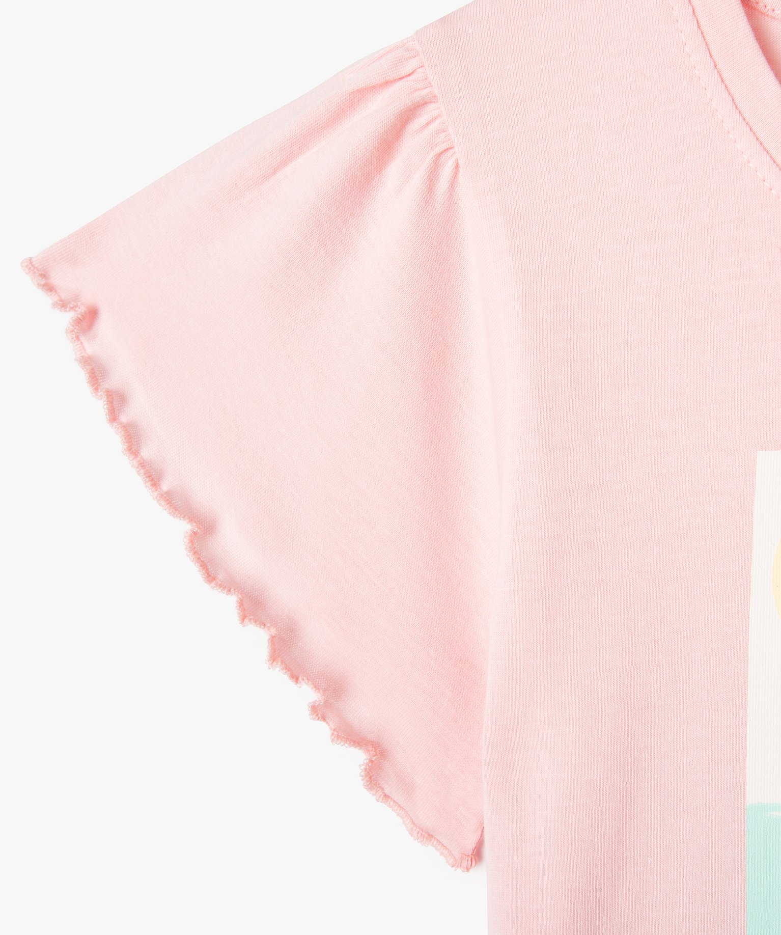 Pyjashort fille avec motif tropical et finitions froncées rose | GEMO