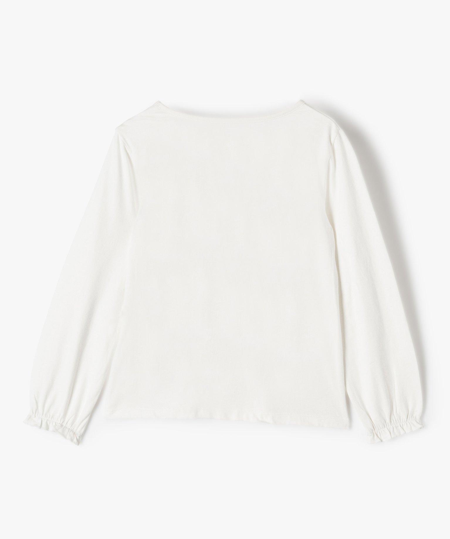 Tee-shirt fille à manches longues fantaisie et motif chat e... ecru | GEMO