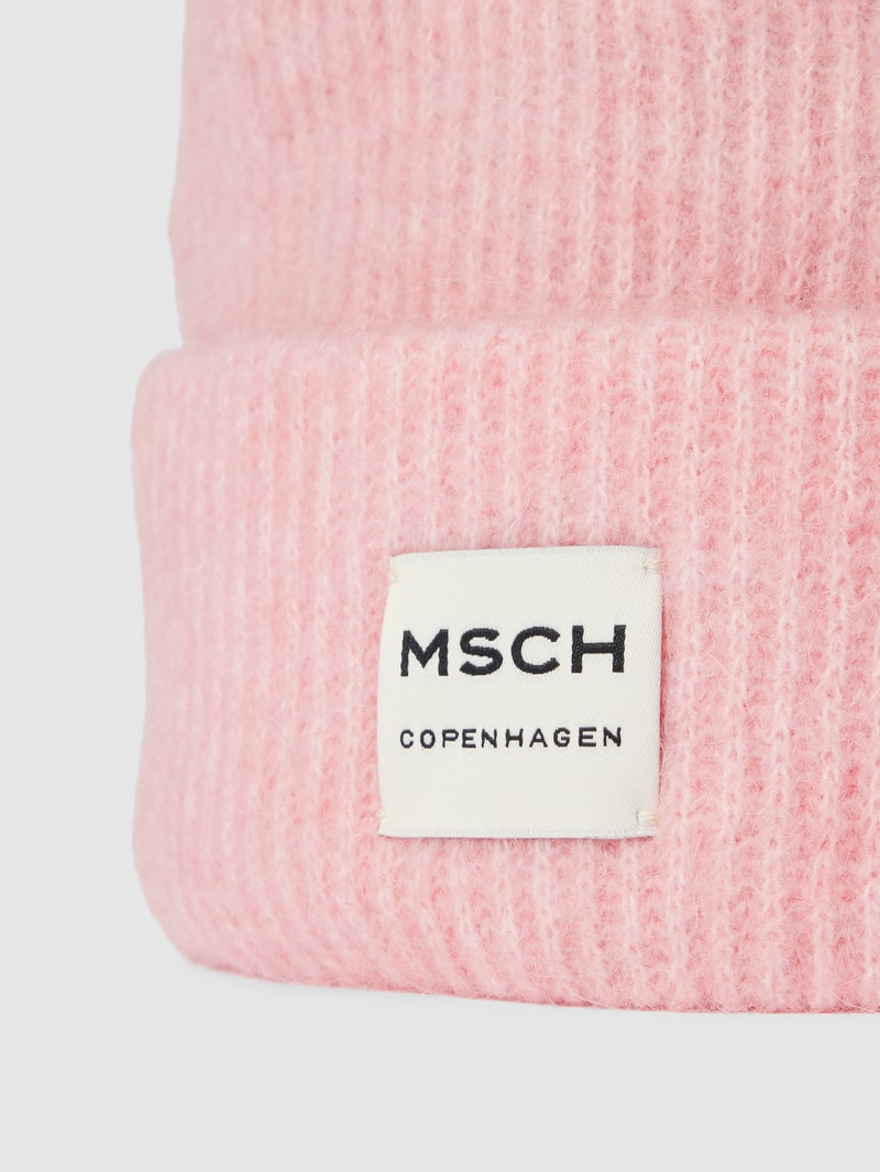 Beanie mit Label-Patch Modell 'Hope' in rosa