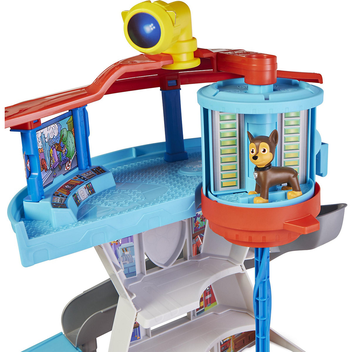 PAW Patrol. 10. Jubiläum, Lookout Tower, Hauptquartier Spielset mit 1 Chase Basis Fahrzeug, 2 Chase Figuren und Zubehör, geeignet für Kinder ab 3 Jahren