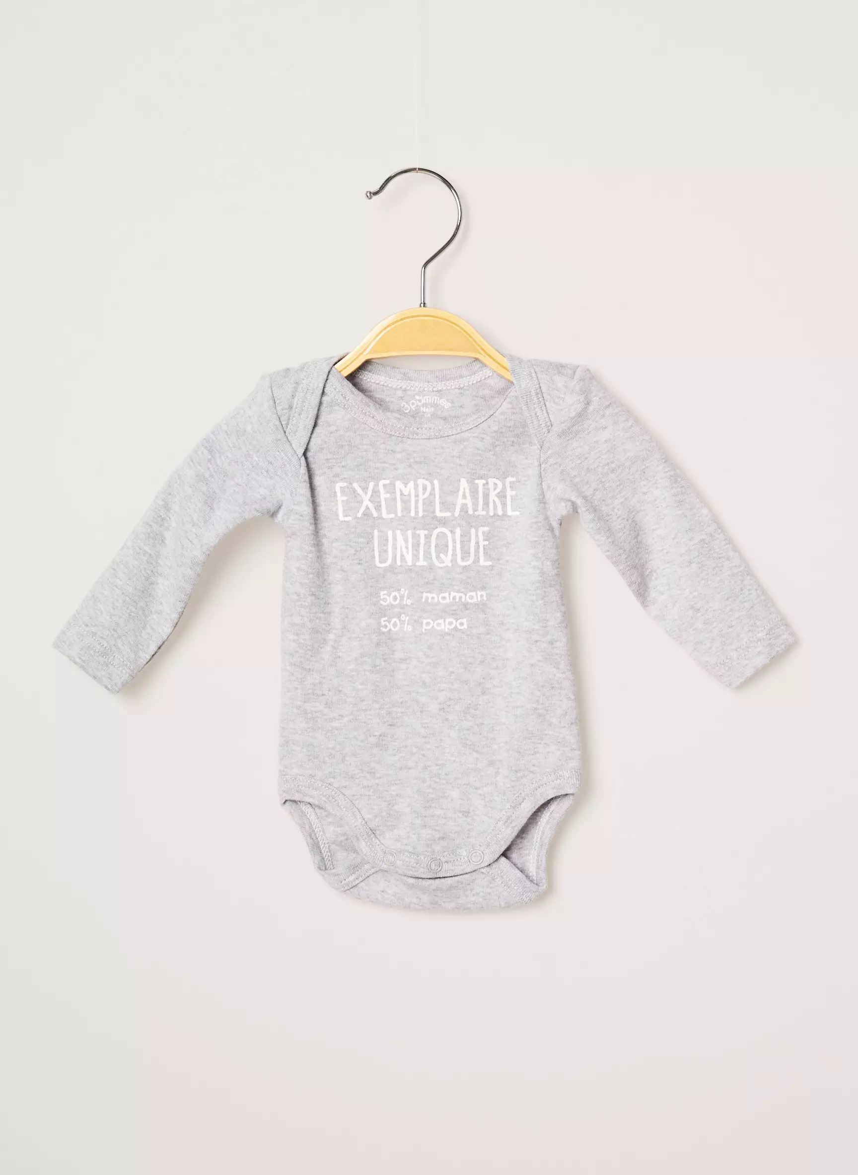 3 Pommes Body 1 Enfant couleur gris