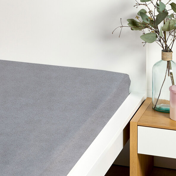 Supersoft Frottee-Stretch-Spannbetttuch, 90-100 x 200 cm, grau