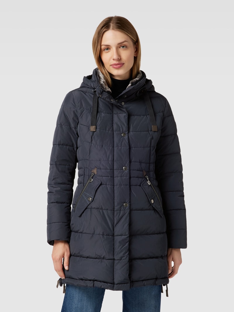 Steppjacke mit abnehmbarer Kapuze in marineblau
