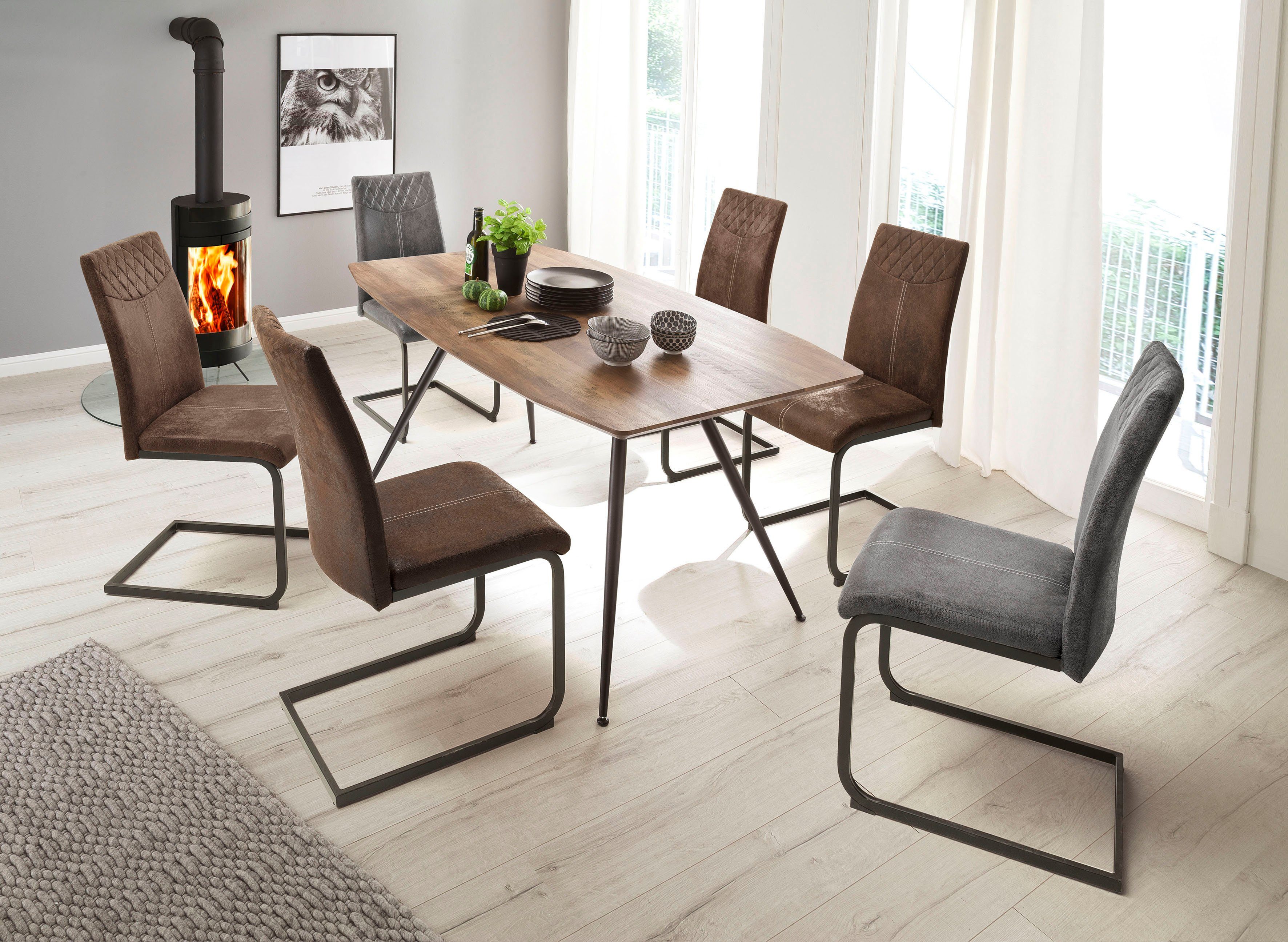 MCA furniture Esszimmerstuhl Aosta (Set, 4 St), Stoffbezug Vintagelook, Stuhl belastbar bis 120 Kg