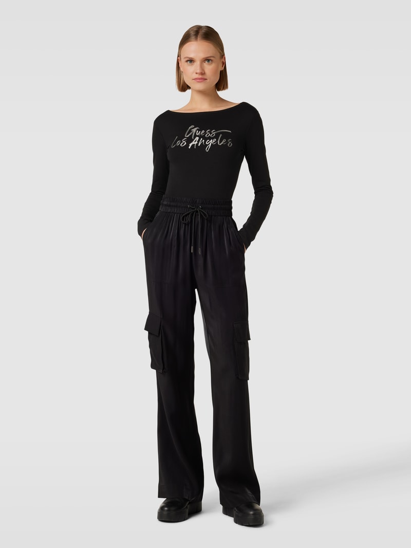 Body mit Label-Print Modell 'HEVELINA' in schwarz
