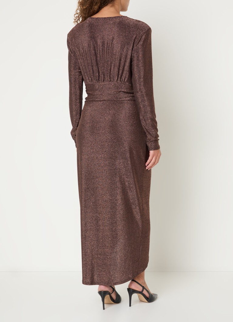 Expresso  Maxi jurk met lurex en overslag