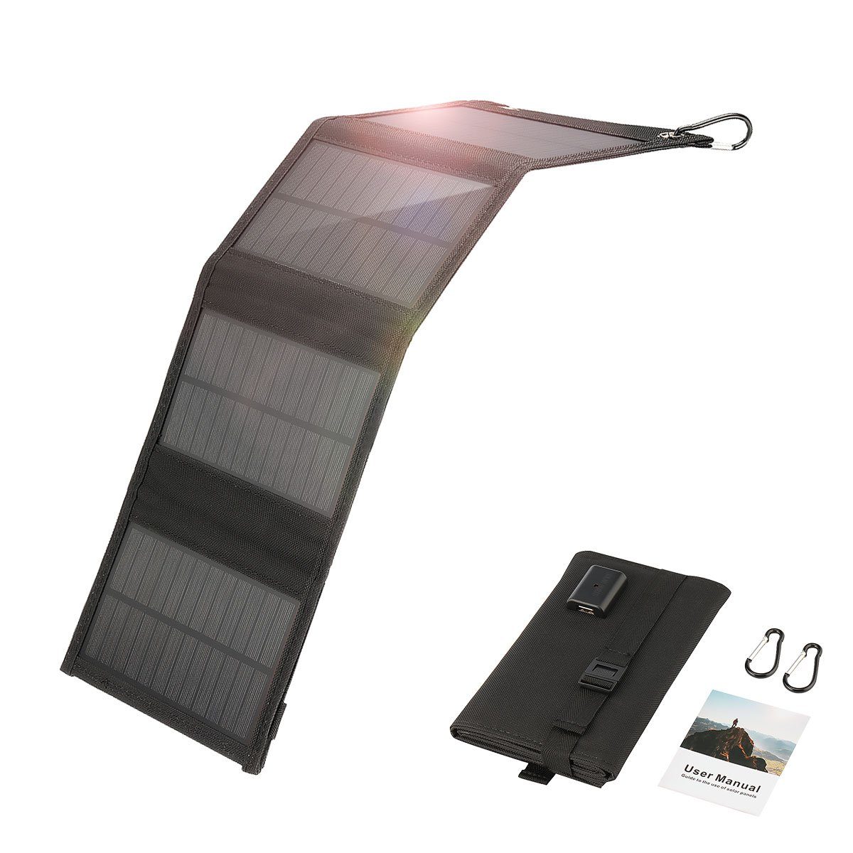 oyajia Solarmodul Faltbare 30W/50W Solarladegerät mit 4 Solarmodul, Tragbar, Wasserdichte IP67, Tragbares USB-Ladegerät für Outdoor-Camping Wandern