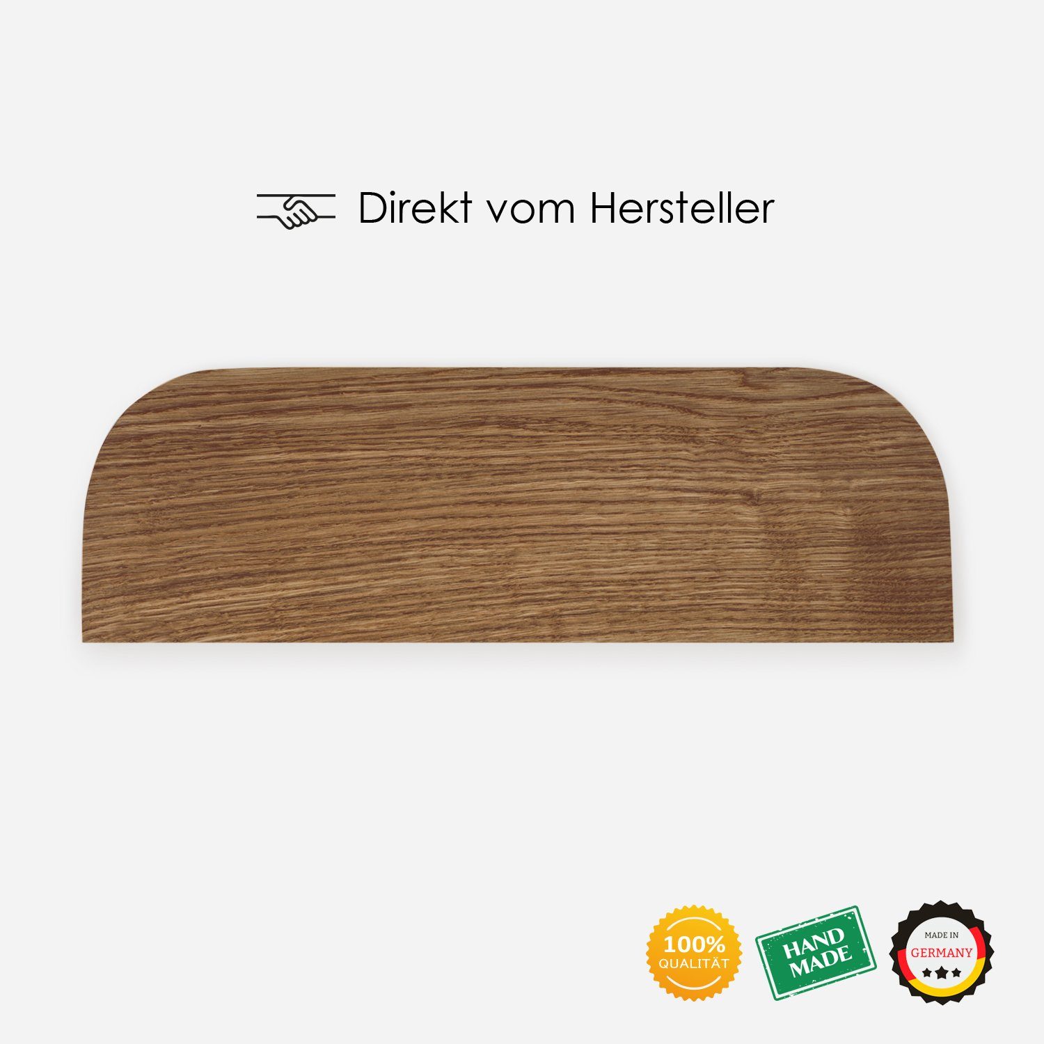 Rikmani Wandregal Holz Eiche massiv - Handgefertigtes Regal mit runden Ecken MARI II