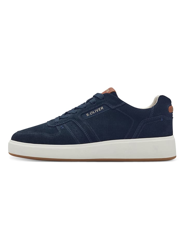 s.Oliver Leder-Sneakers in Dunkelblau günstig kaufen