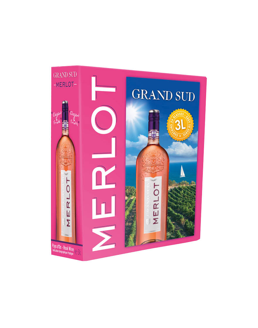 Pays d'Oc IGP Rosé Merlot Grand Sud 3 ℓ, Bag in Box