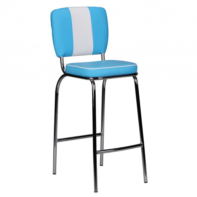 Wohnling Barstuhl American Diner 50er Jahre Retro Blau Weiß