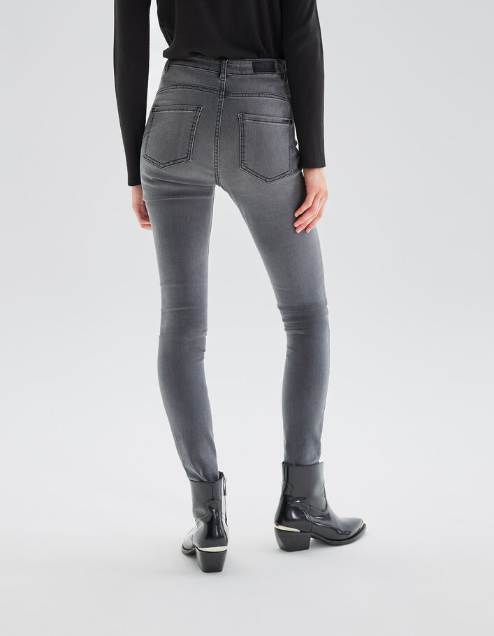 Jean slim gris taille haute clouté effet sculpt up Femme
