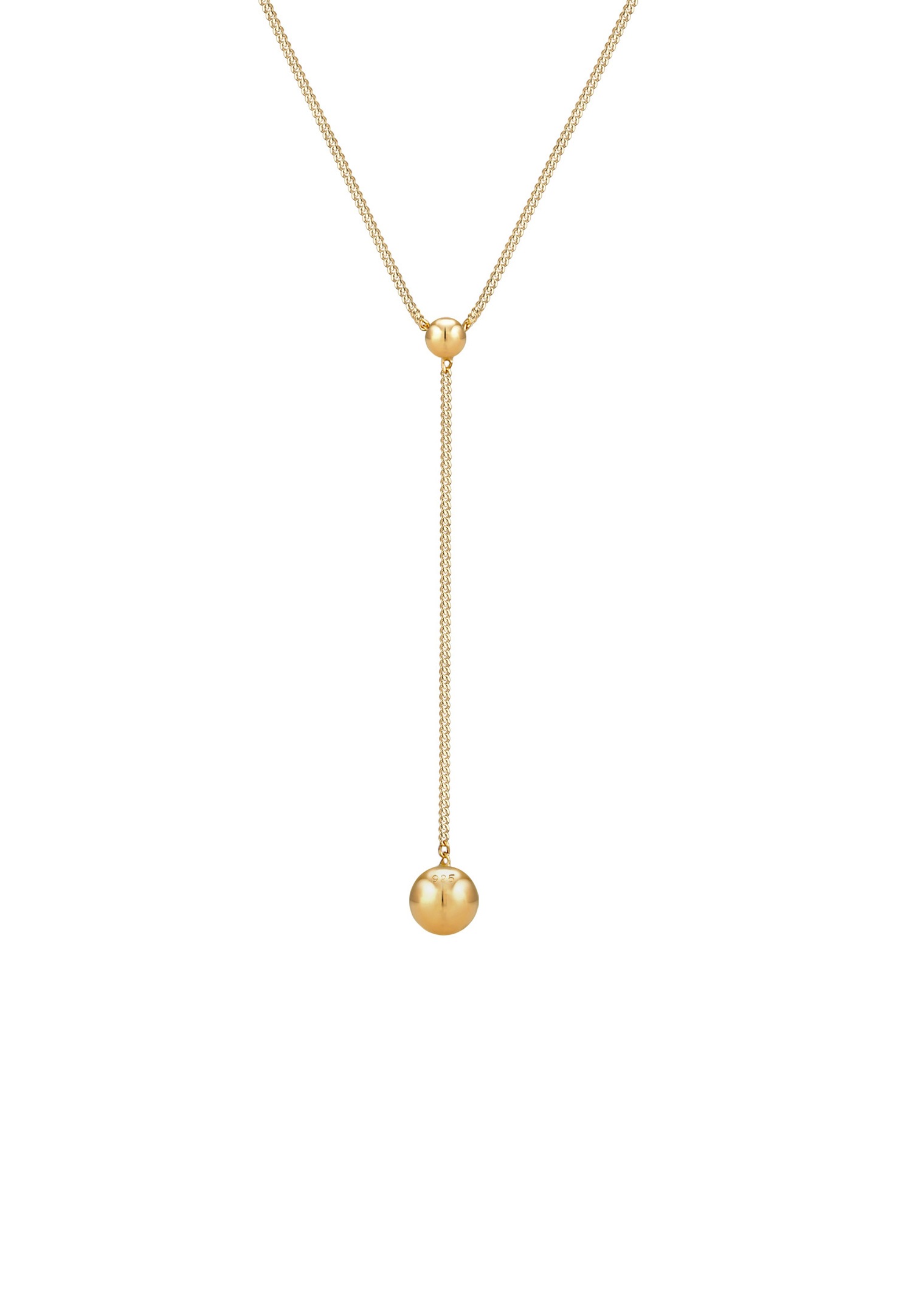 Elli Y-Chain Sphere Filigree Pendant Necklace for Women - (925/1000) Silver Gold Plated