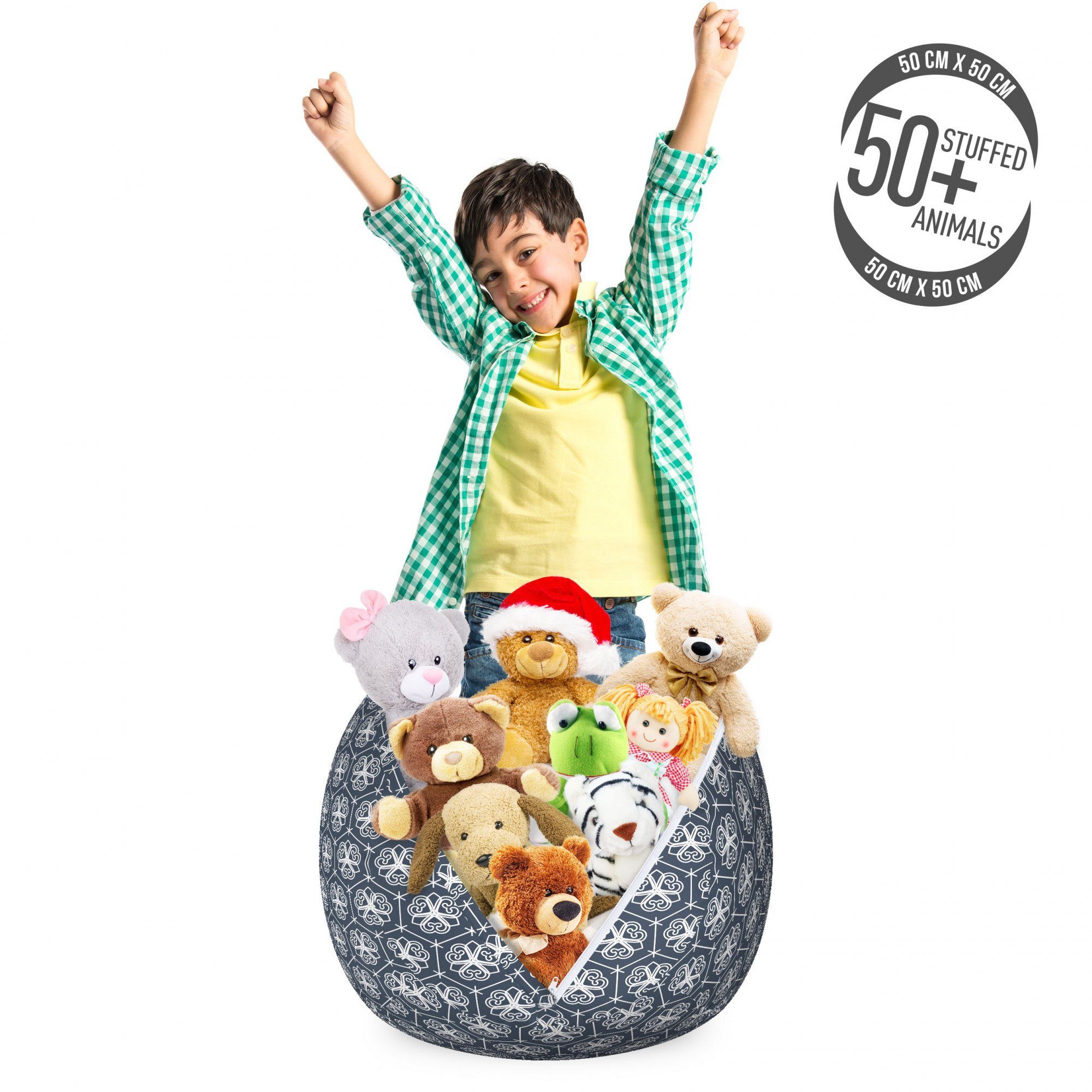 Abakuhaus Spielzeugtruhe Gefüllter Tier Organizer Waschbare Tasche für Kinder, Geometrisch Floral Osten Verziert