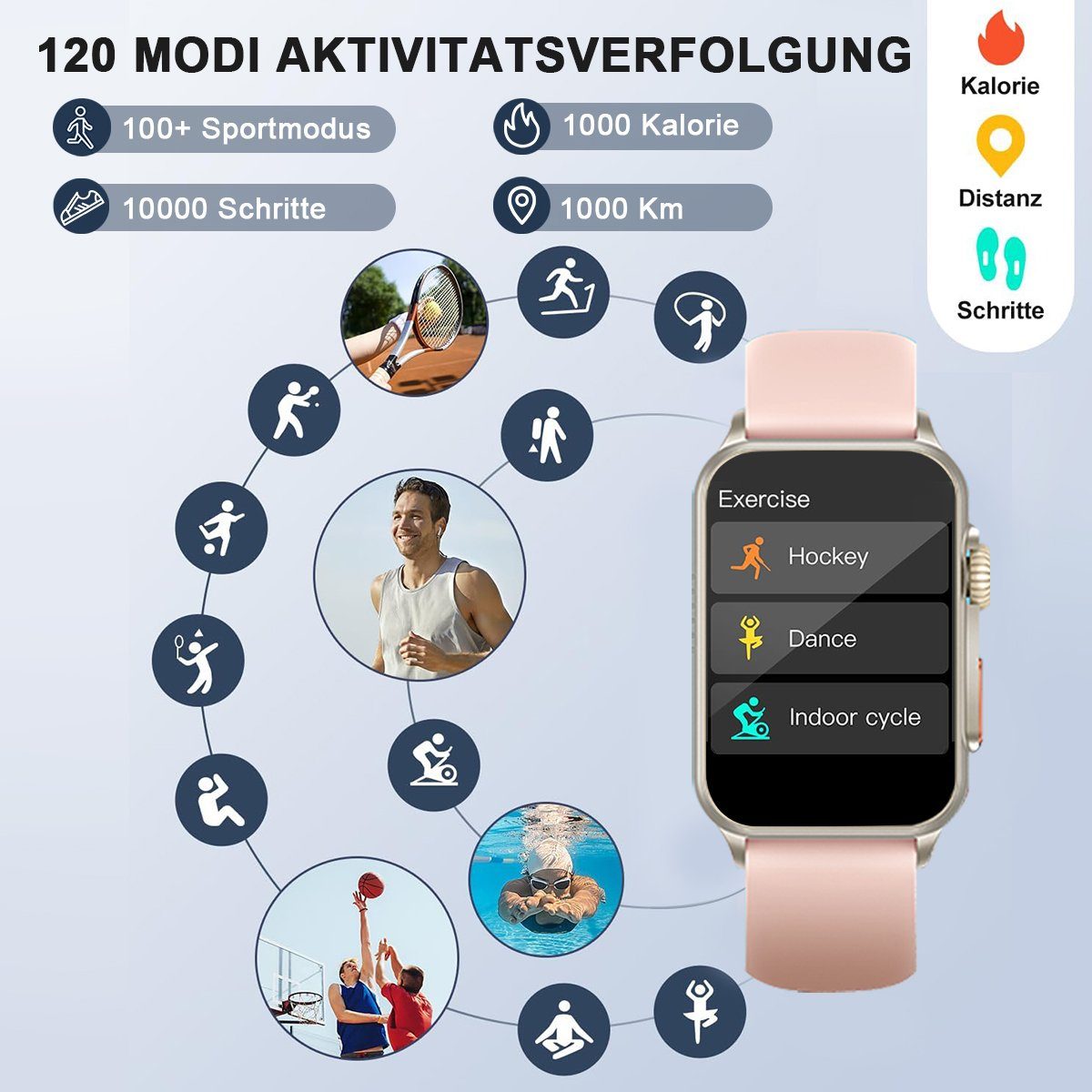 HYIEAR Smartwatch Damen, 1,57