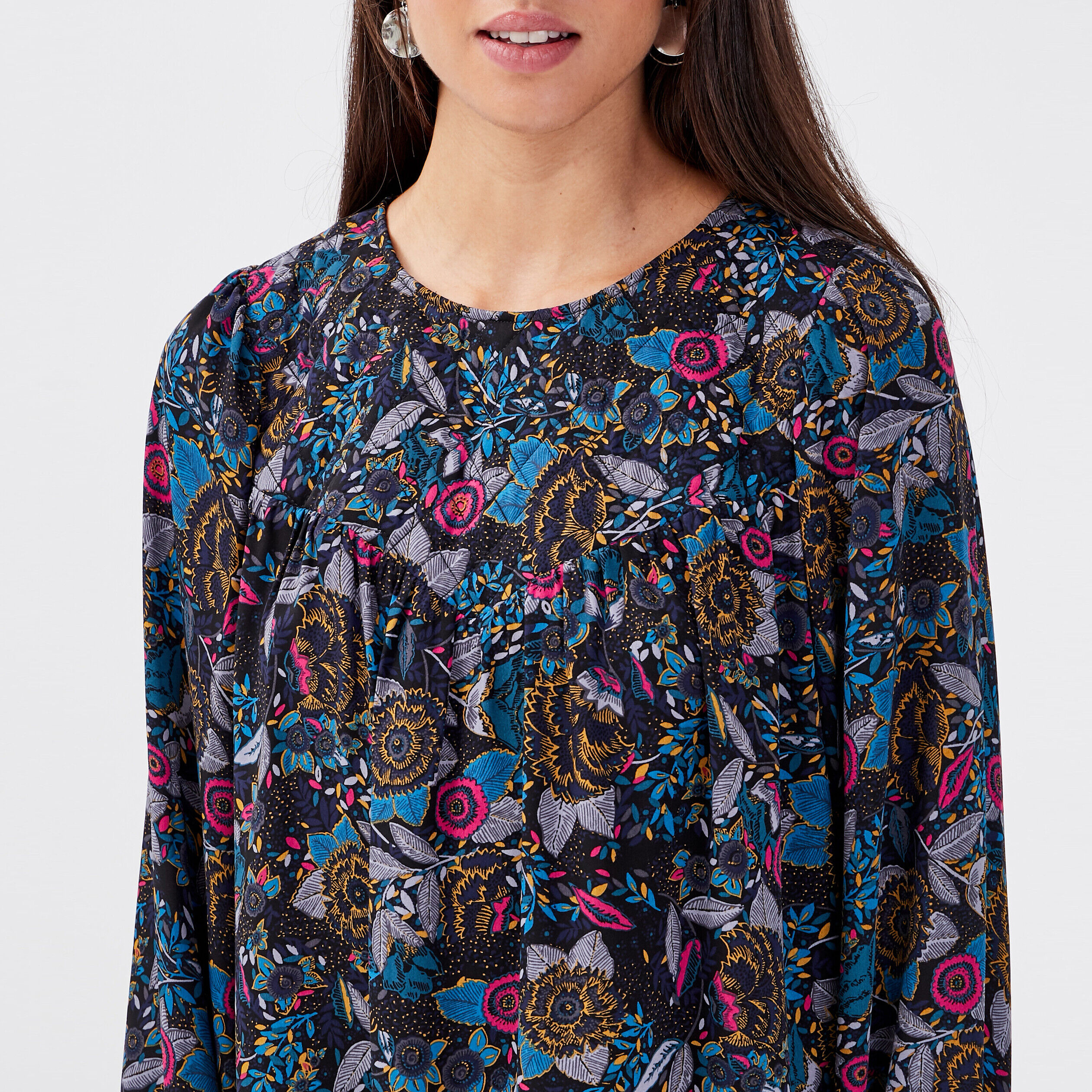 Robe droite manches longues noir femme | Cache Cache