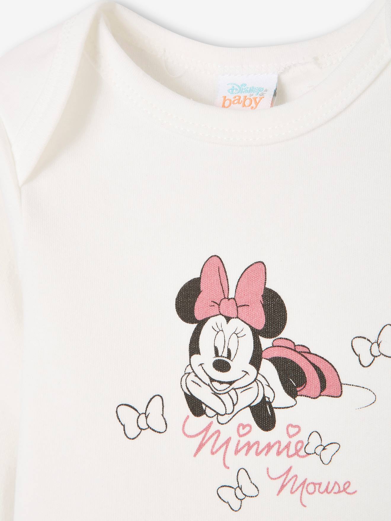 Lot de 2 bodies bébé fille DS® Minnie violet moyen uni avec decor