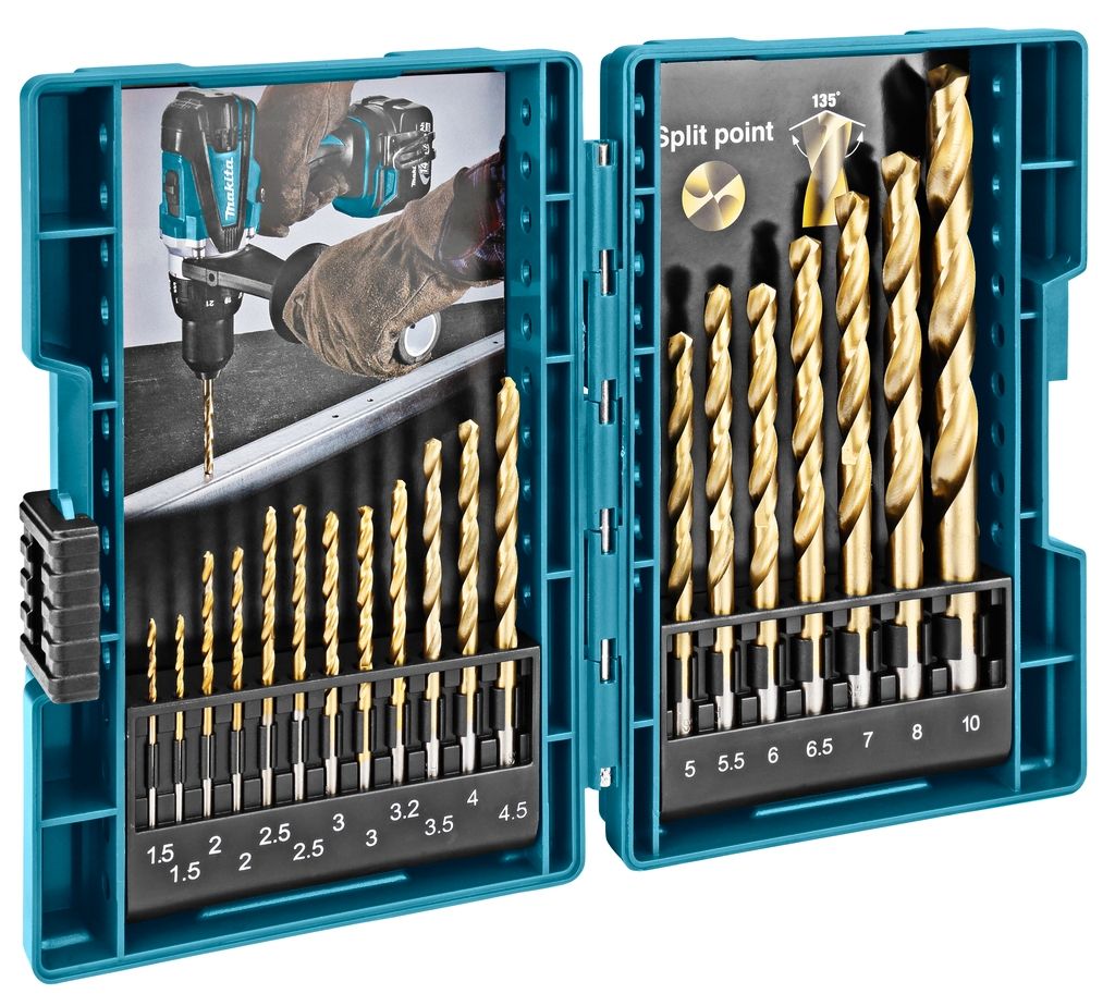 Zestaw wierteł do metalu HSS-TiN Makita Accessories D-67527, 19 elementów