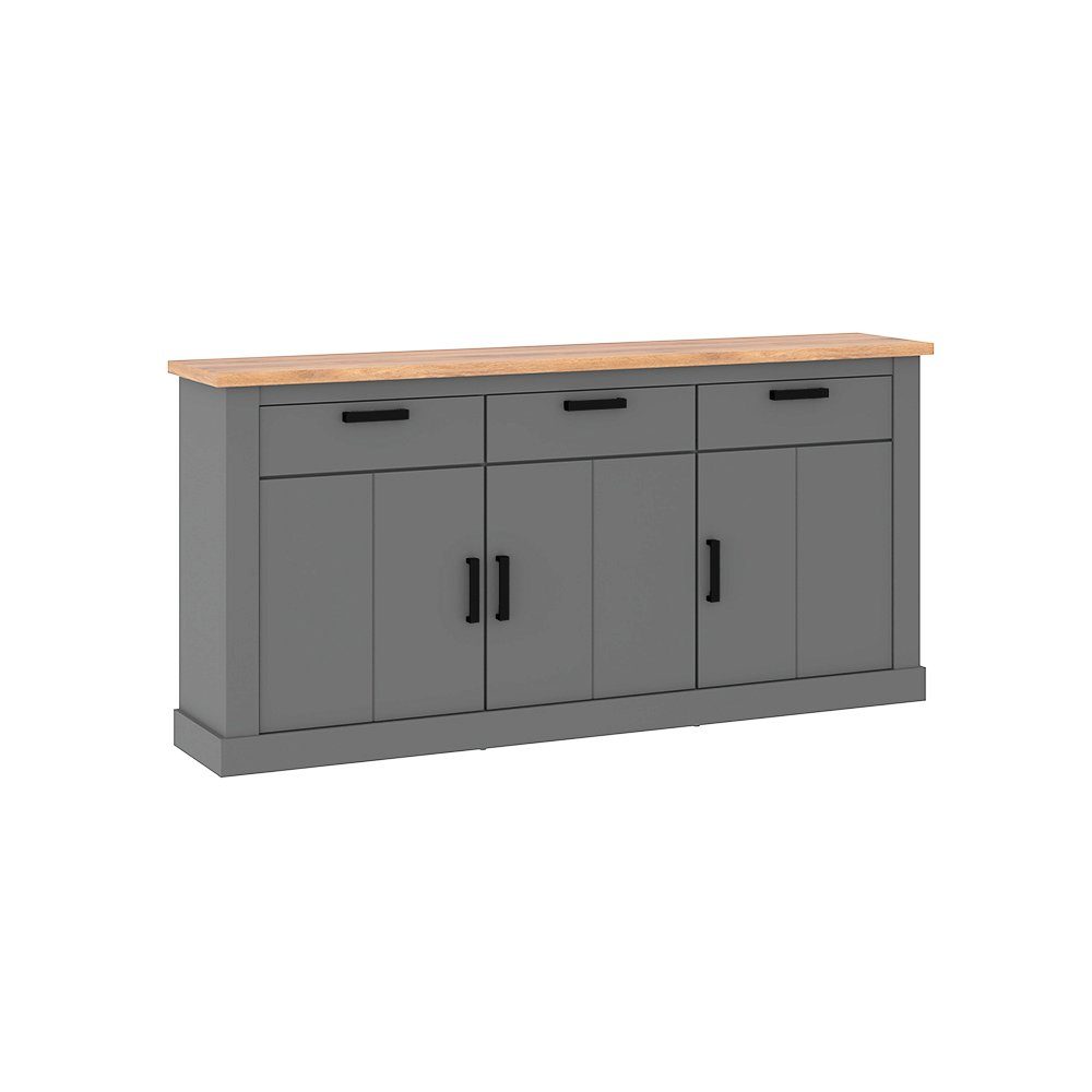 Lomadox Esszimmer-Set PADBORG-129, (Spar-Set, 2-St), anthrazit mit Eiche