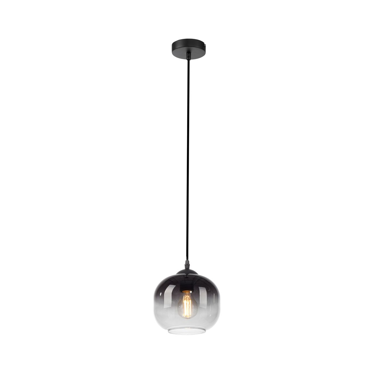 JUST LIGHT Pendelleuchte ZEA, 1x E27/25 Watt max., Glas in Rauchfarben, Schwarz