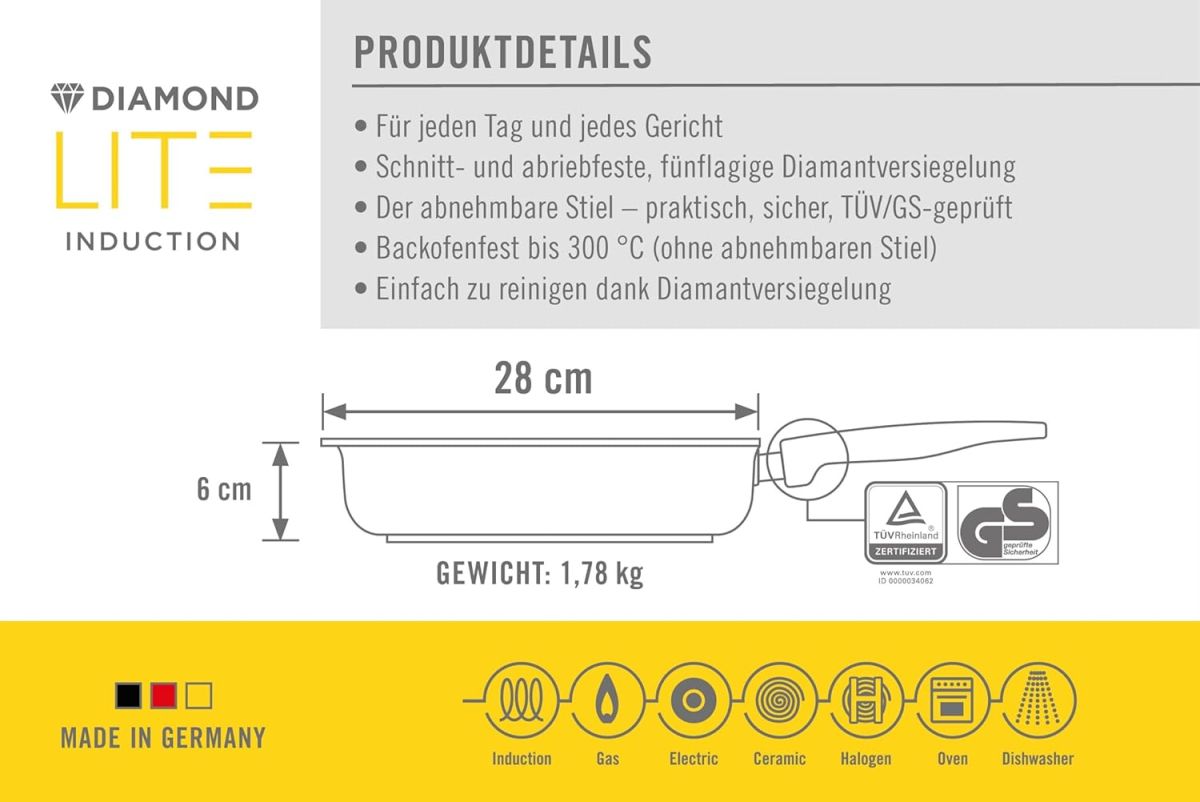 Woll Induktion Gusspfanne Diamond Lite 28x28