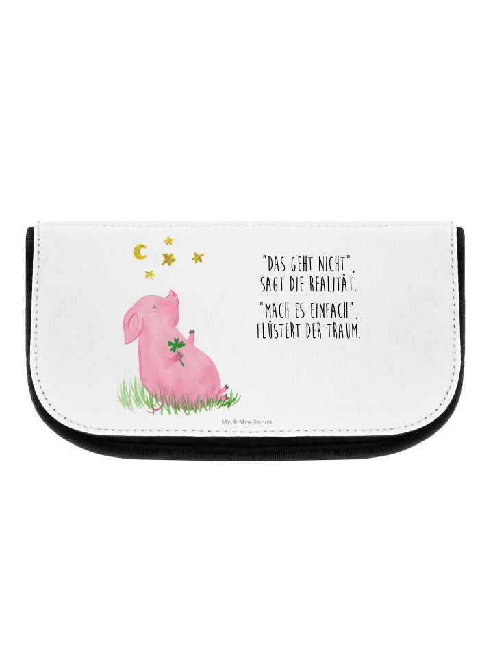 Mr. & Mrs. Panda Kosmetiktasche Schwein Glück mit Spruch in Weiß günstig kaufen onesize
