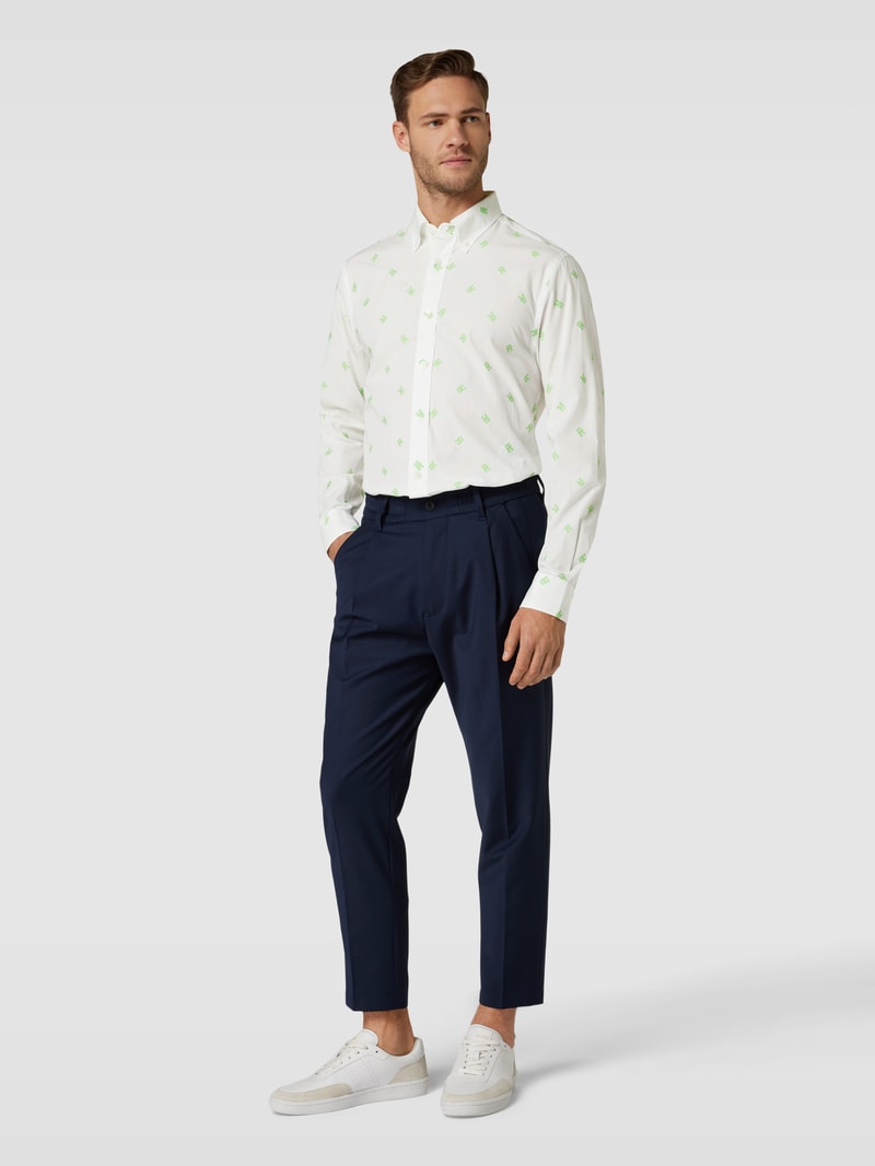 Freizeithemd mit Button-Down-Kragen Modell 'SPACED OUT MONOGRAM' in ecru