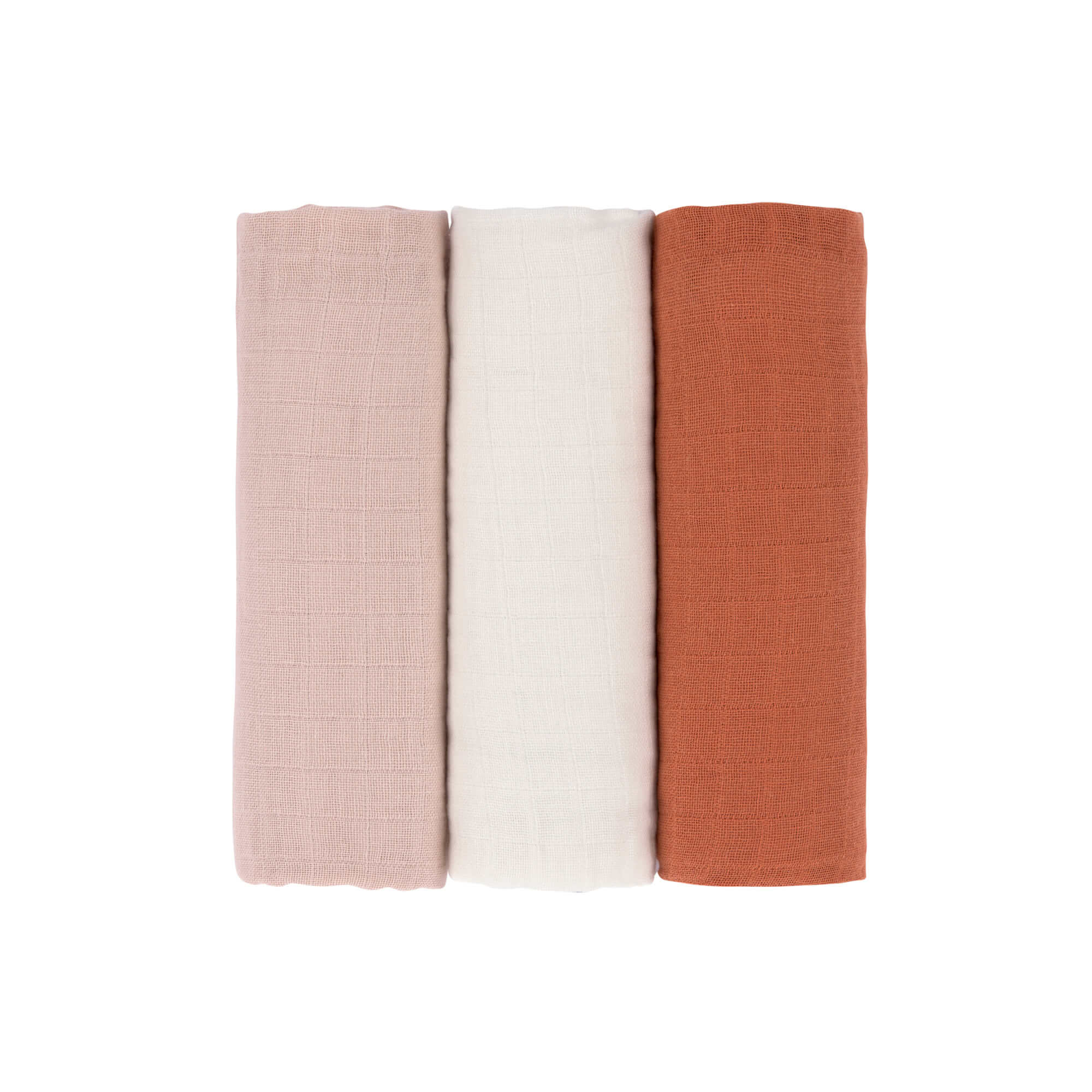 Mulltücher (3 Stk) - Swaddle & Burp Blanket L, Powder Pink Milky Rust