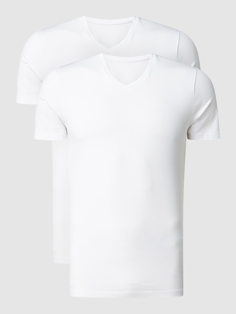 T-Shirt mit Stretch-Anteil im 2er-Pack in weiß