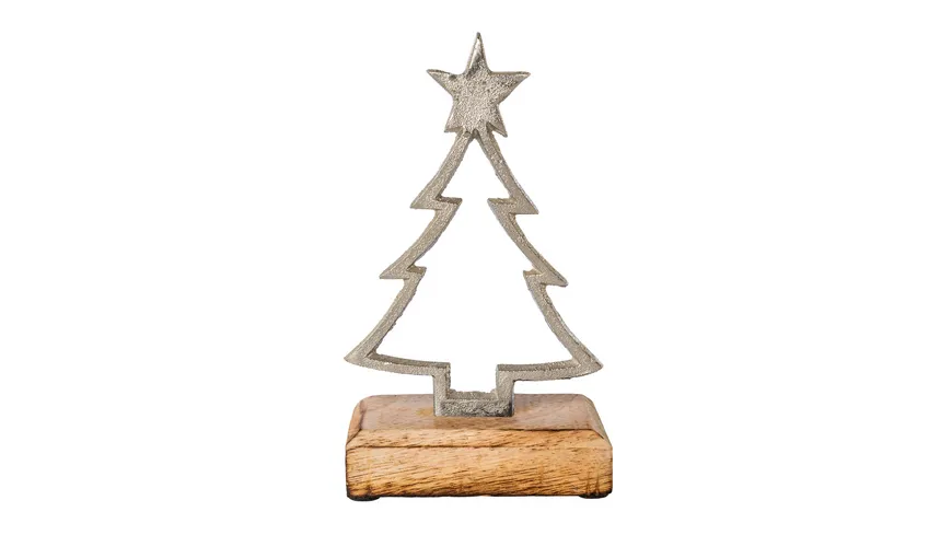 CREATIV HOME Baum auf Holzbase silber