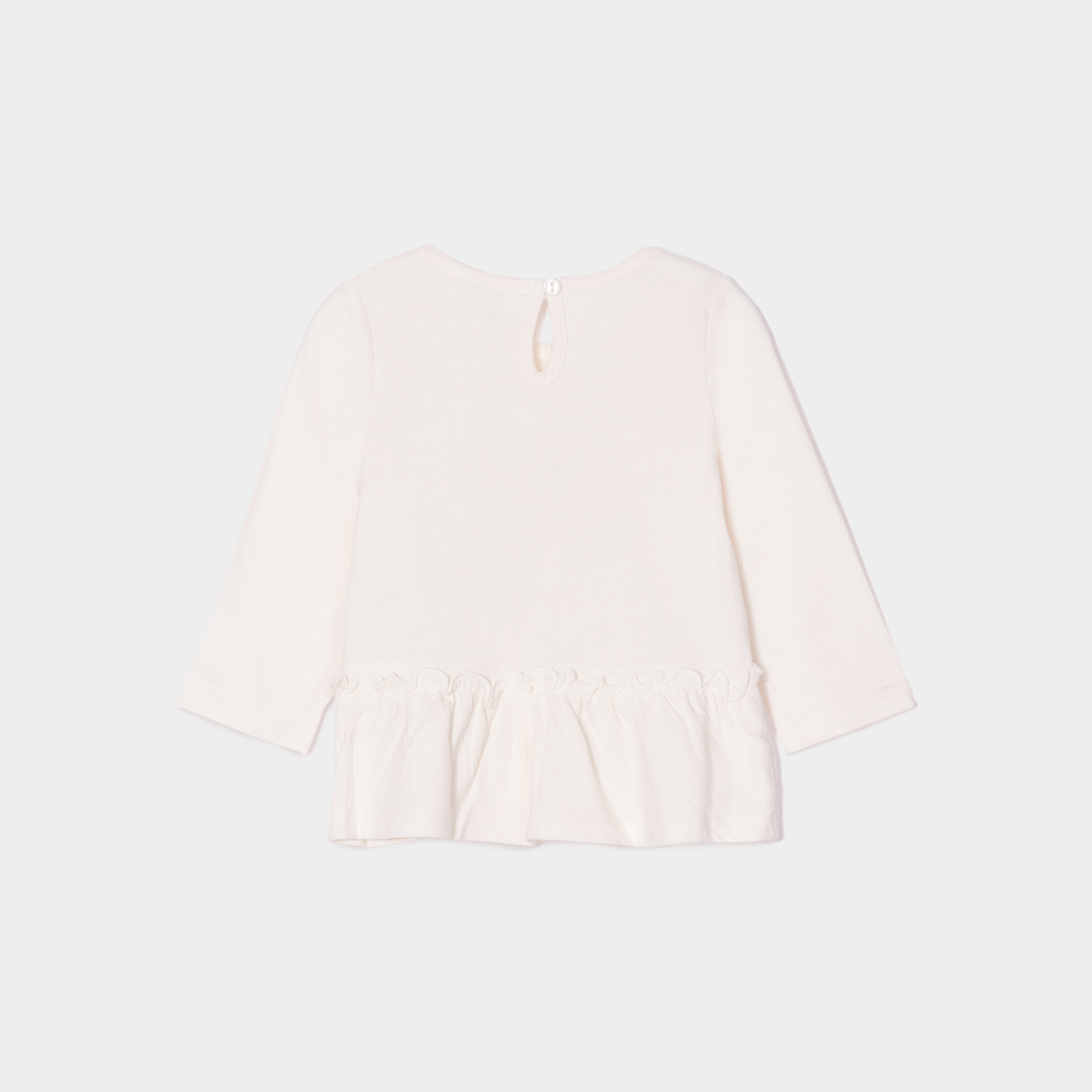 T-shirt à volants bas coton Creeks creme bébé fille | La Halle