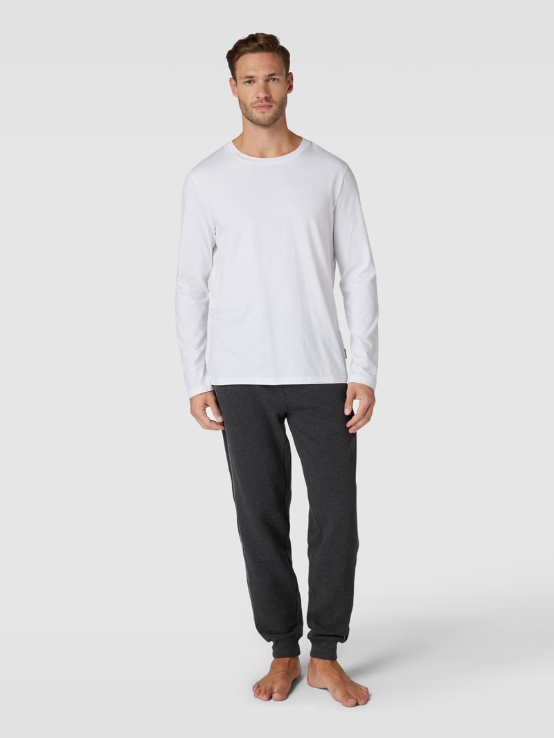 Sweatpants mit Kontraststreifen Modell 'ESTABLISHED' in mittelgrau meliert