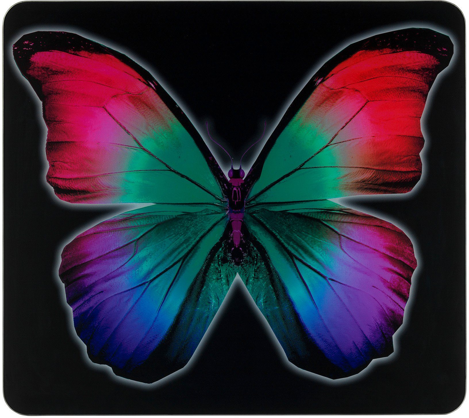 WENKO Herd-Abdeckplatte Butterfly by Night, Glas, Silikon
